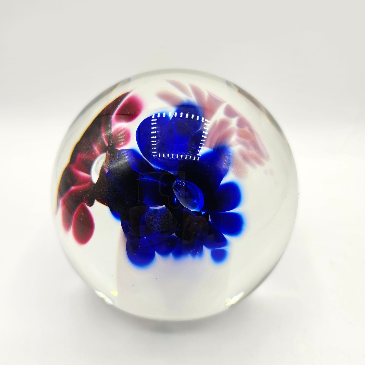 Larson Artisan Glass Floral Paperweight - Signed