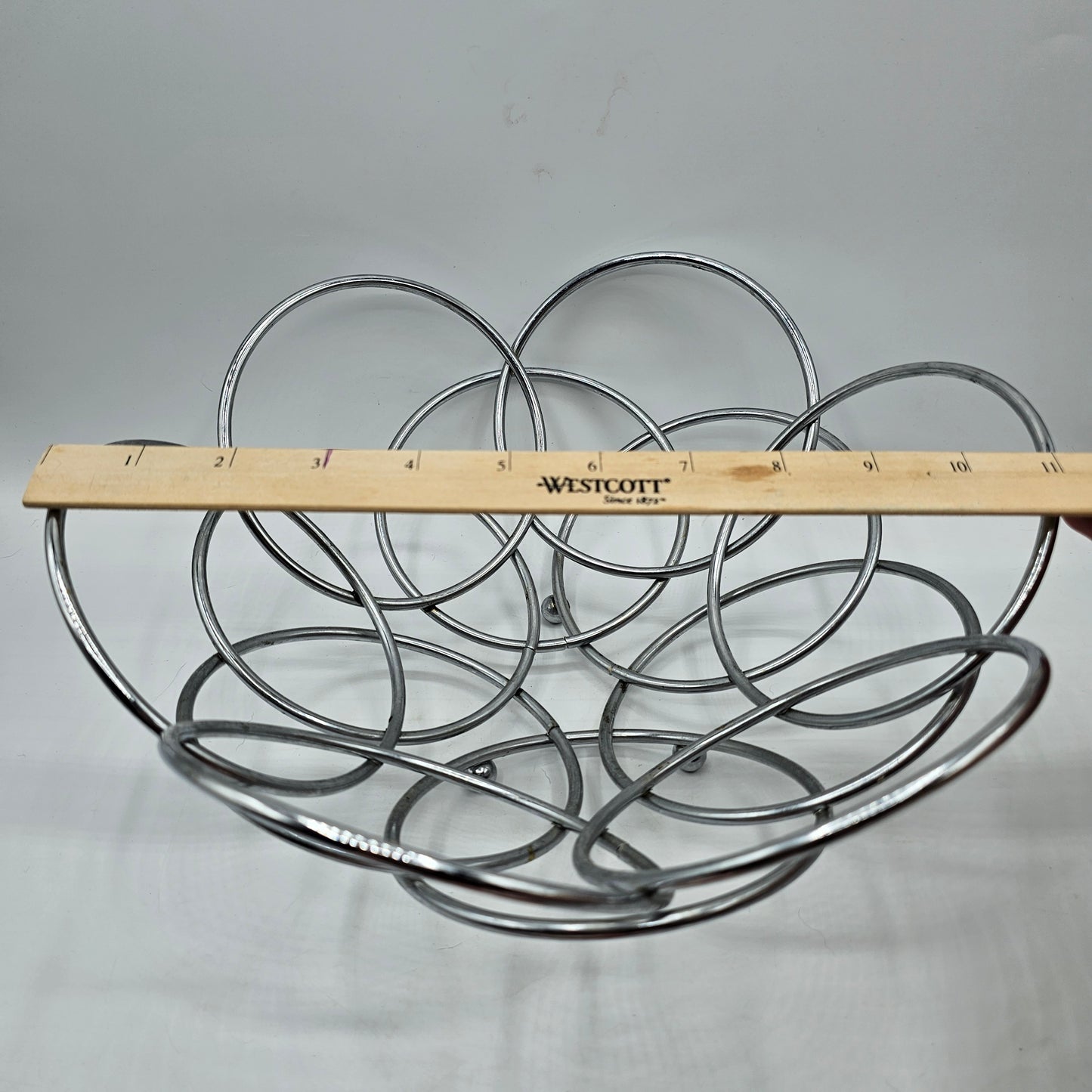 Silver Tone Metal Rings Mid Century Modern Fruit Bowl or Wall Decor