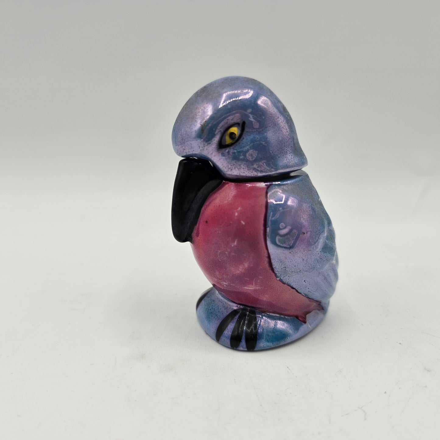 Vintage Porcelain Lusterware Kingfisher Bird Lidded Jar for Condiments