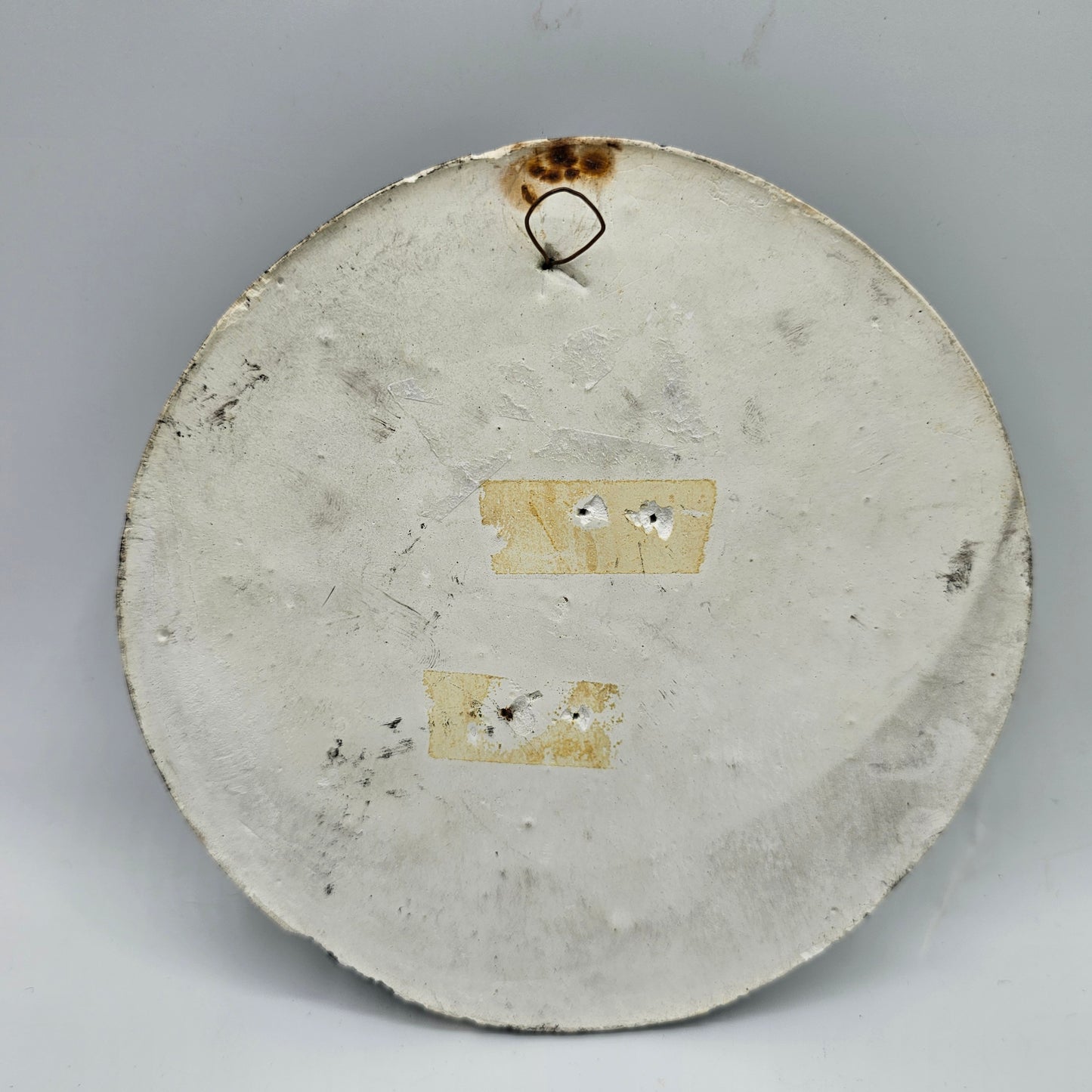 Vintage Chalkware Round Wall Plaque featuring a Poodle Dog