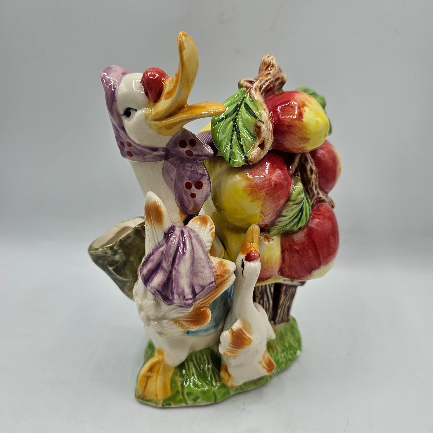 Vintage Ceramic Duck and Fruit Themed Jelly Server - Apples