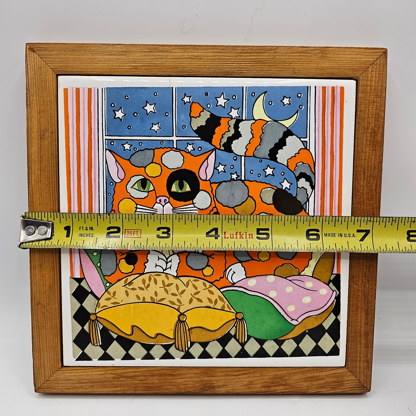 Groovy Cat on Cushions Framed Tile Trivet