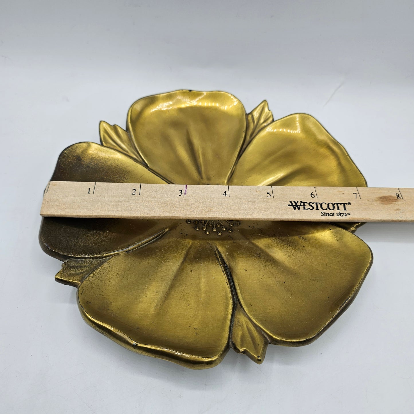 Vintage Brass Magnolia Trinket Tray