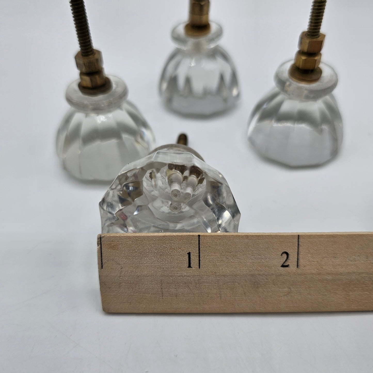 Vintage Faceted Glass Knobs Handles for Drawers -Set of 4