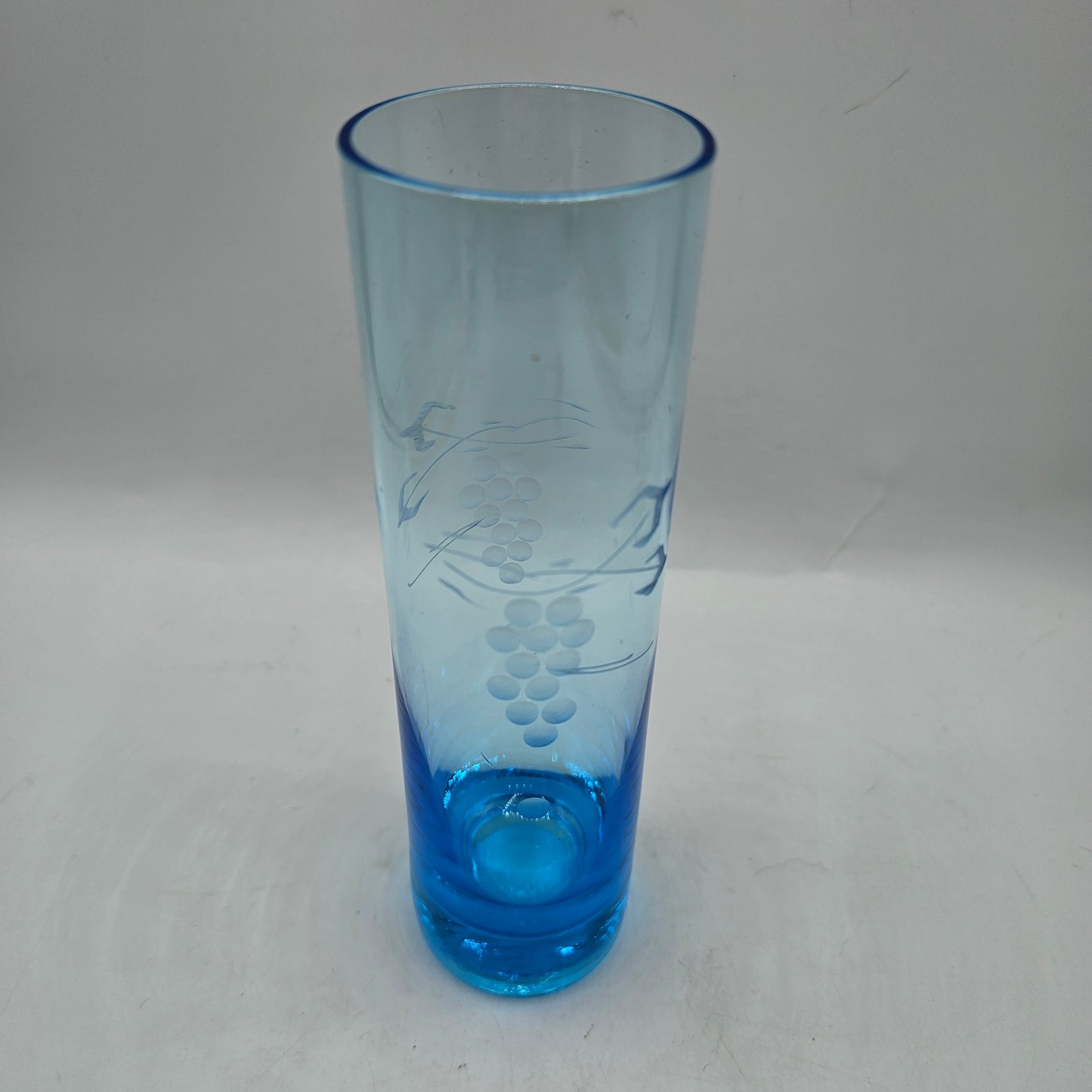 Kronos Etched Blue Glass Bud Vase - Made in Poland #2