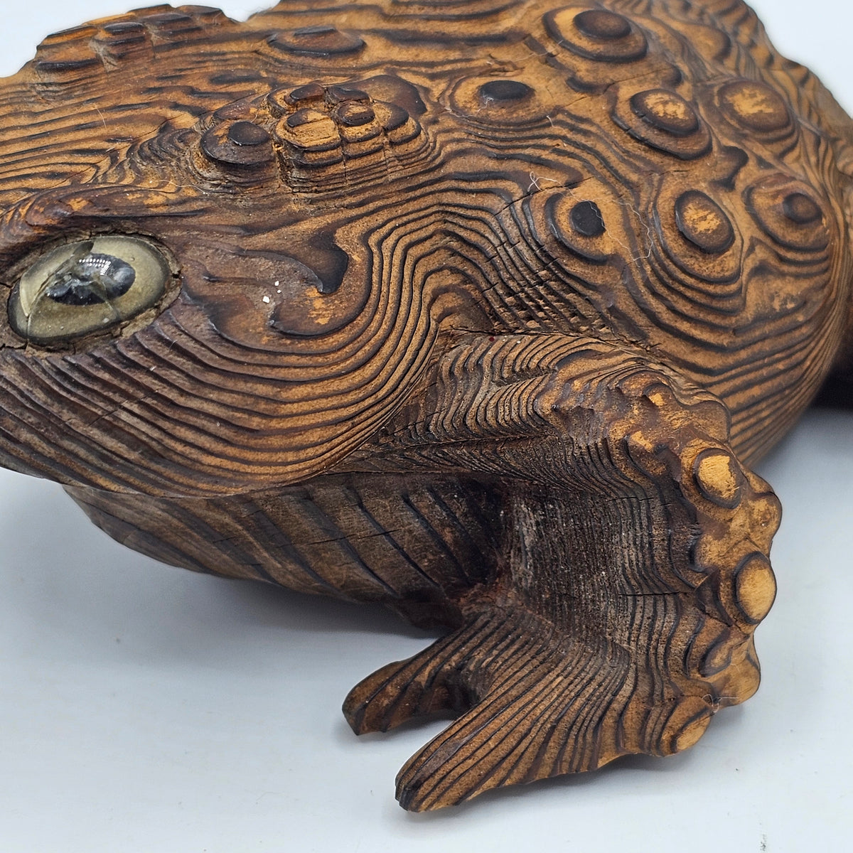 Carved Cryptomeria Wooden Frog or Toad Figurine