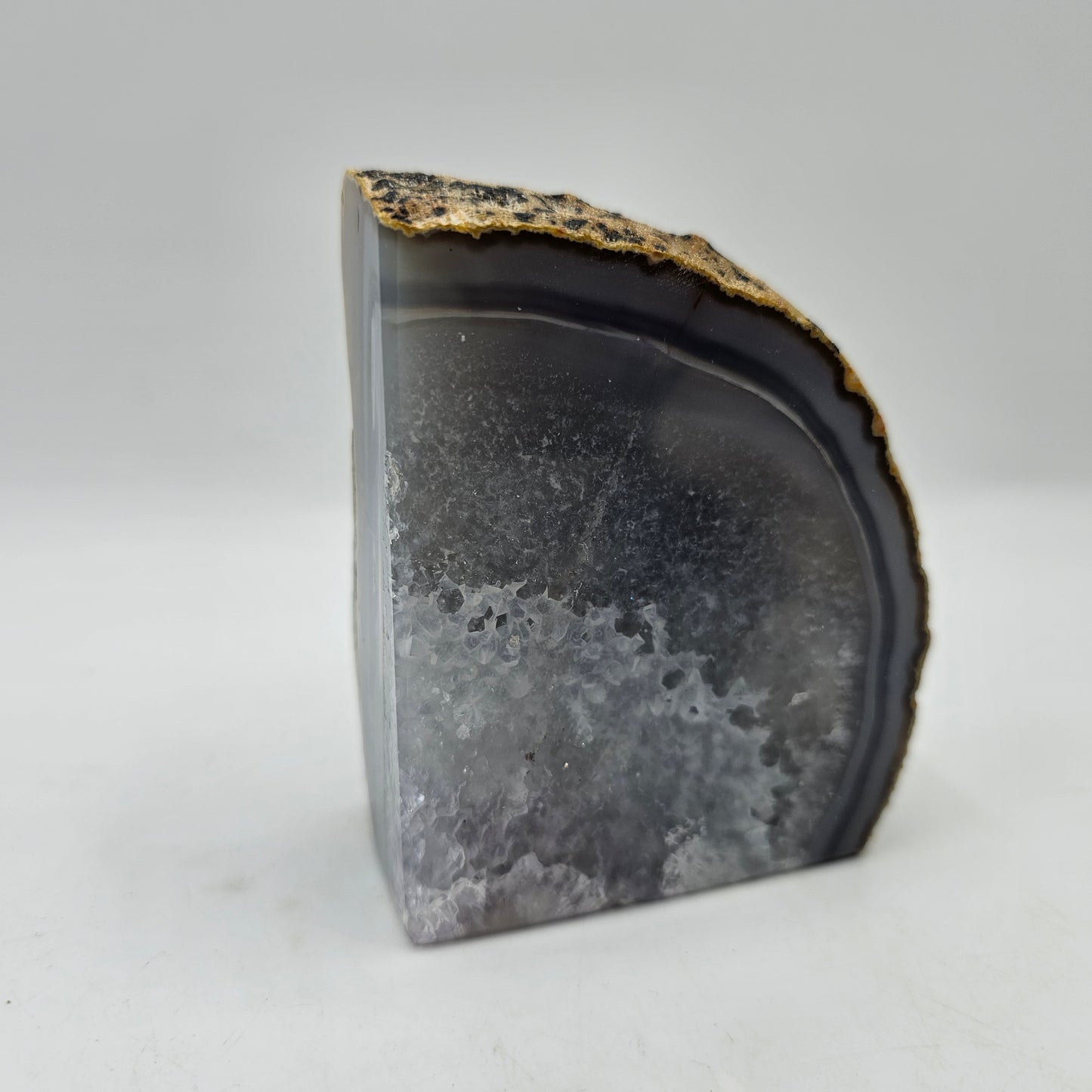Polished Blue Gray Agate Geode Rock Bookend