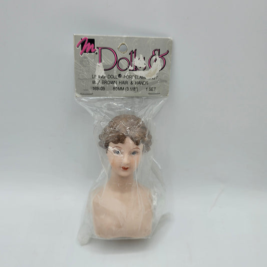 Porcelain Lady Head and Hands - Brunette