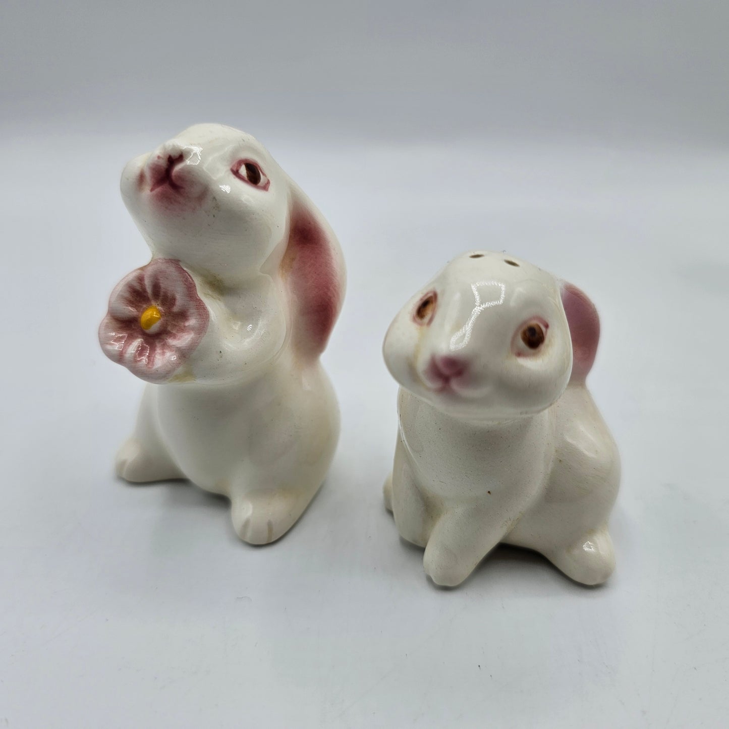 Vintage Avon 1980s Bunny Rabbit Salt and Pepper Shakers and Bell (minor chips noted)
