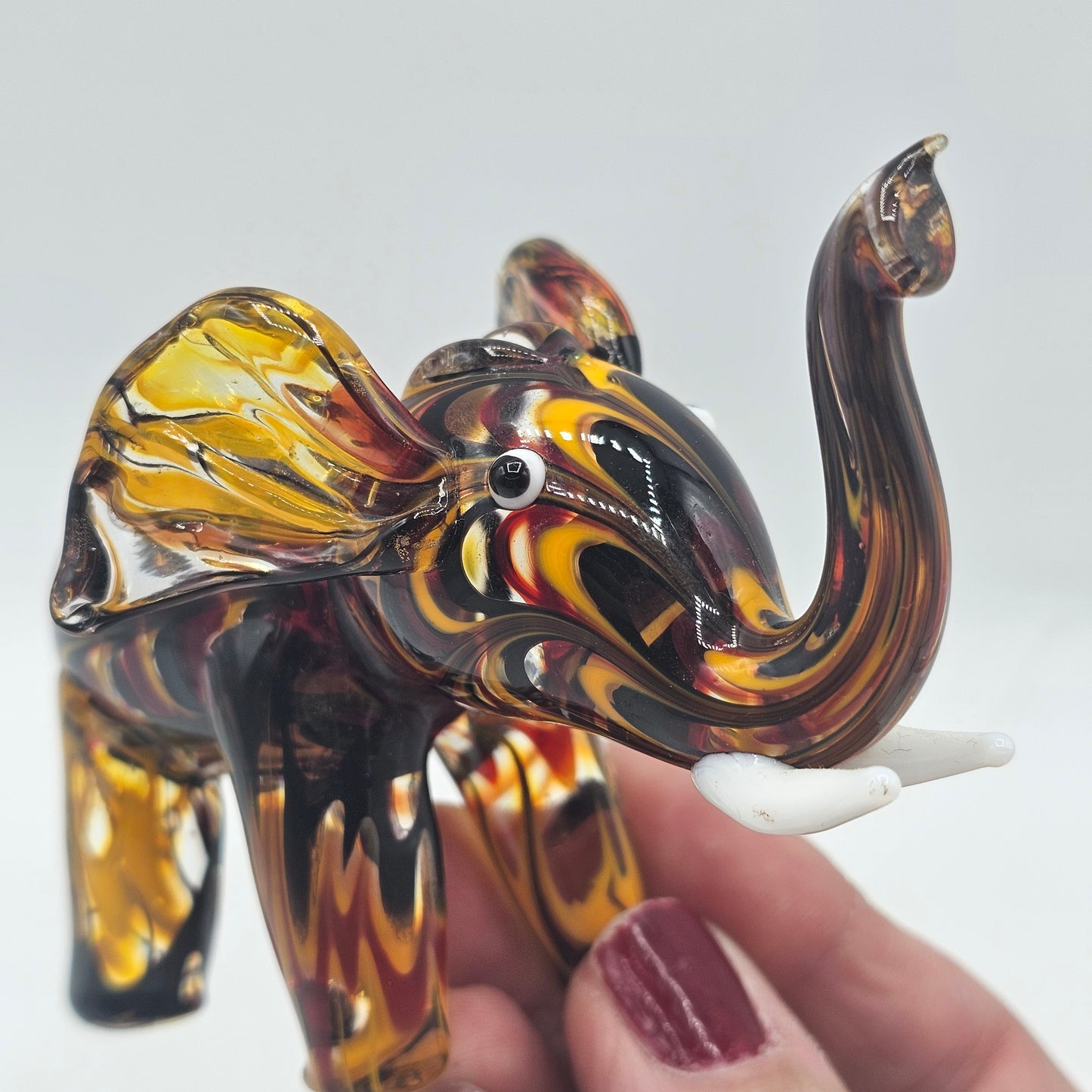 Lenox Art Glass Swirled Elephant Figurine - Brown