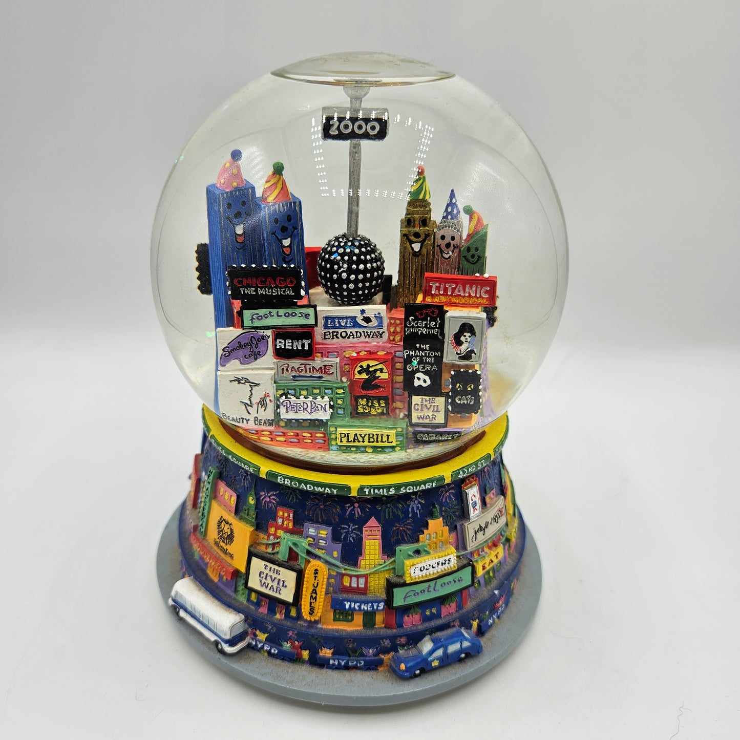 Vintage Broadway Musical  Times Square 2000 New York City Skyline Musical Snow Globe