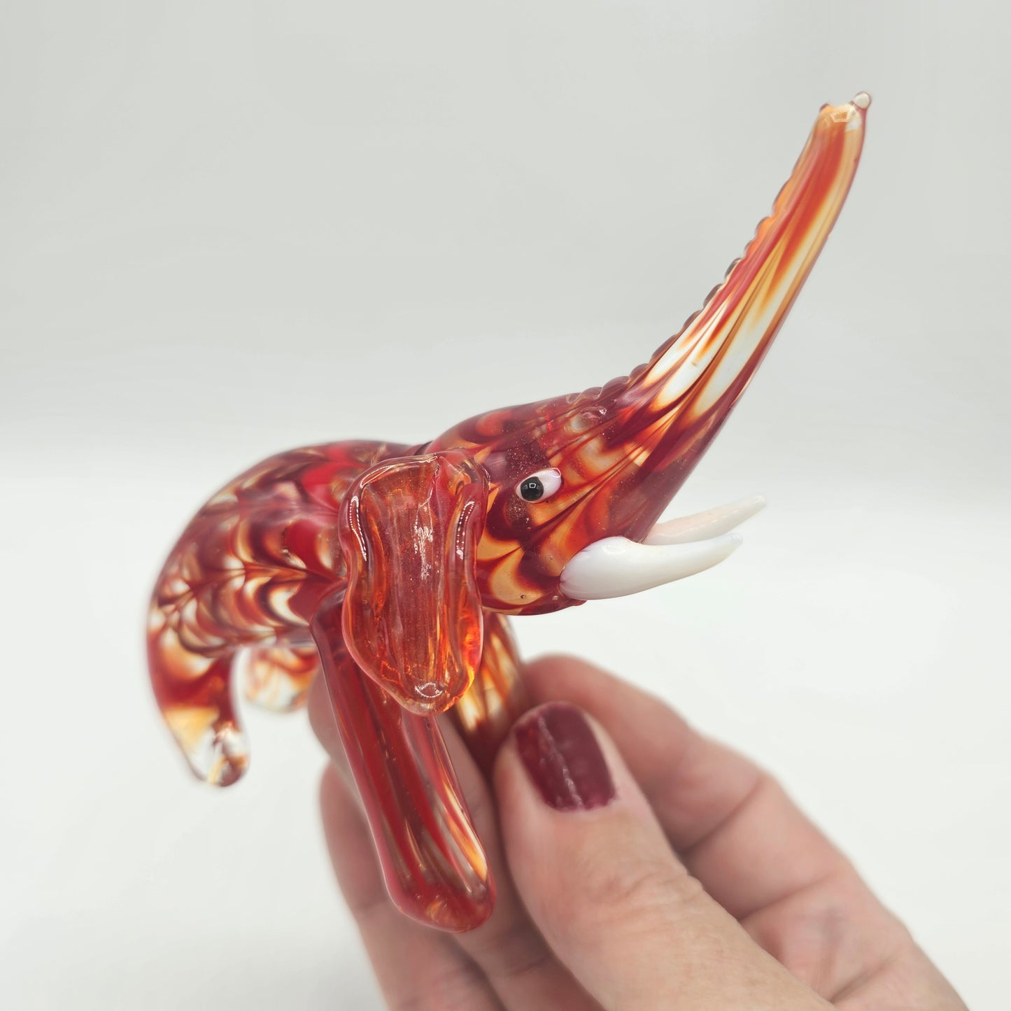 Lenox Art Glass Swirled Elephant Figurine - Red