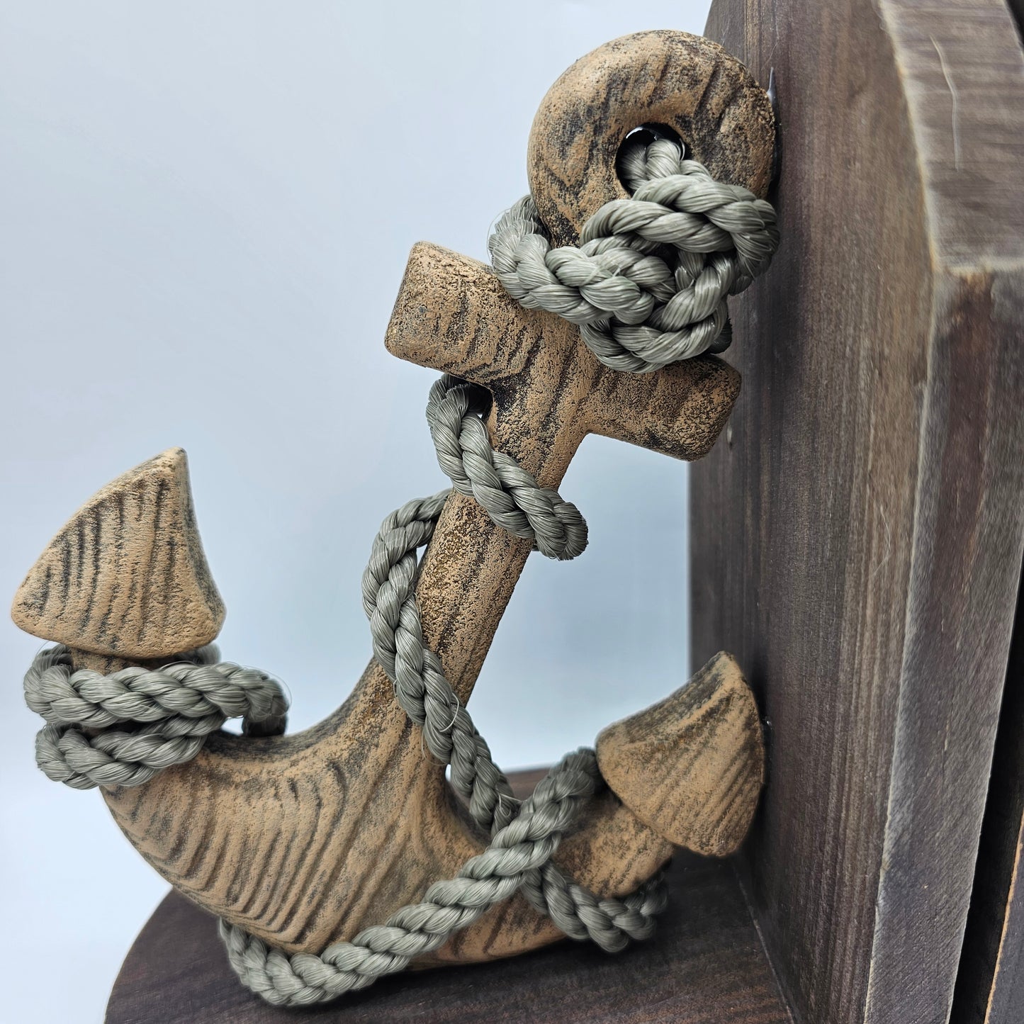 Wood and Rope Nautical Anchor Bookends