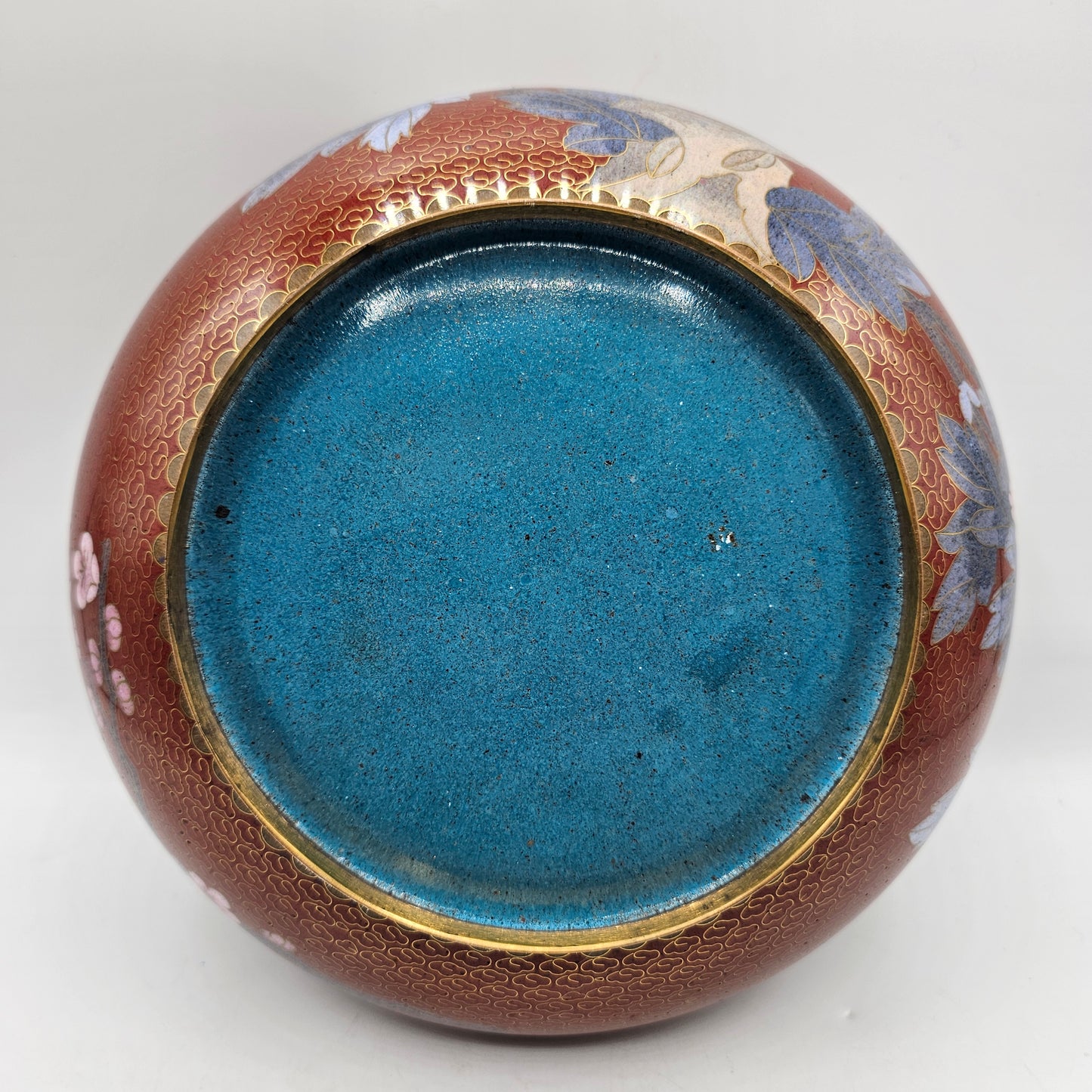 Vintage Cloisonne Lidded Pot with Flowers and Birds