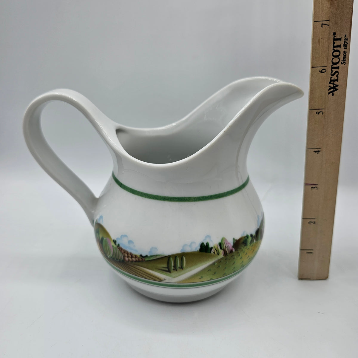 Estee Lauder 1980 Porcelain Creamer Pitcher Jug with Italian Countryside Design