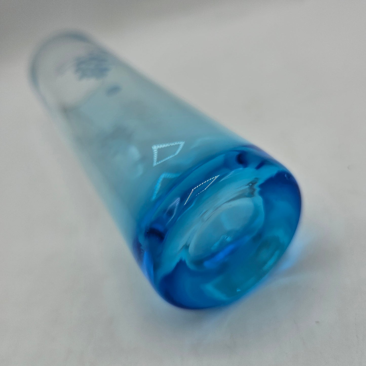 Kronos Etched Blue Glass Bud Vase - Made in Poland #1