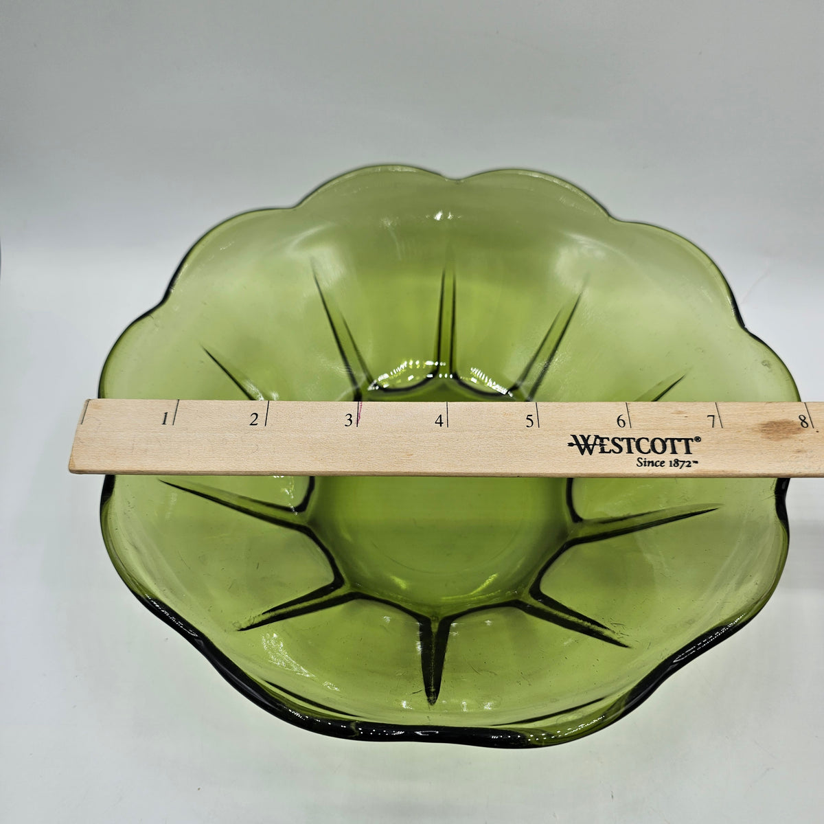 Vintage Anchor Hocking Swedish Modern Avocado Green Glass Chip and Dip Set
