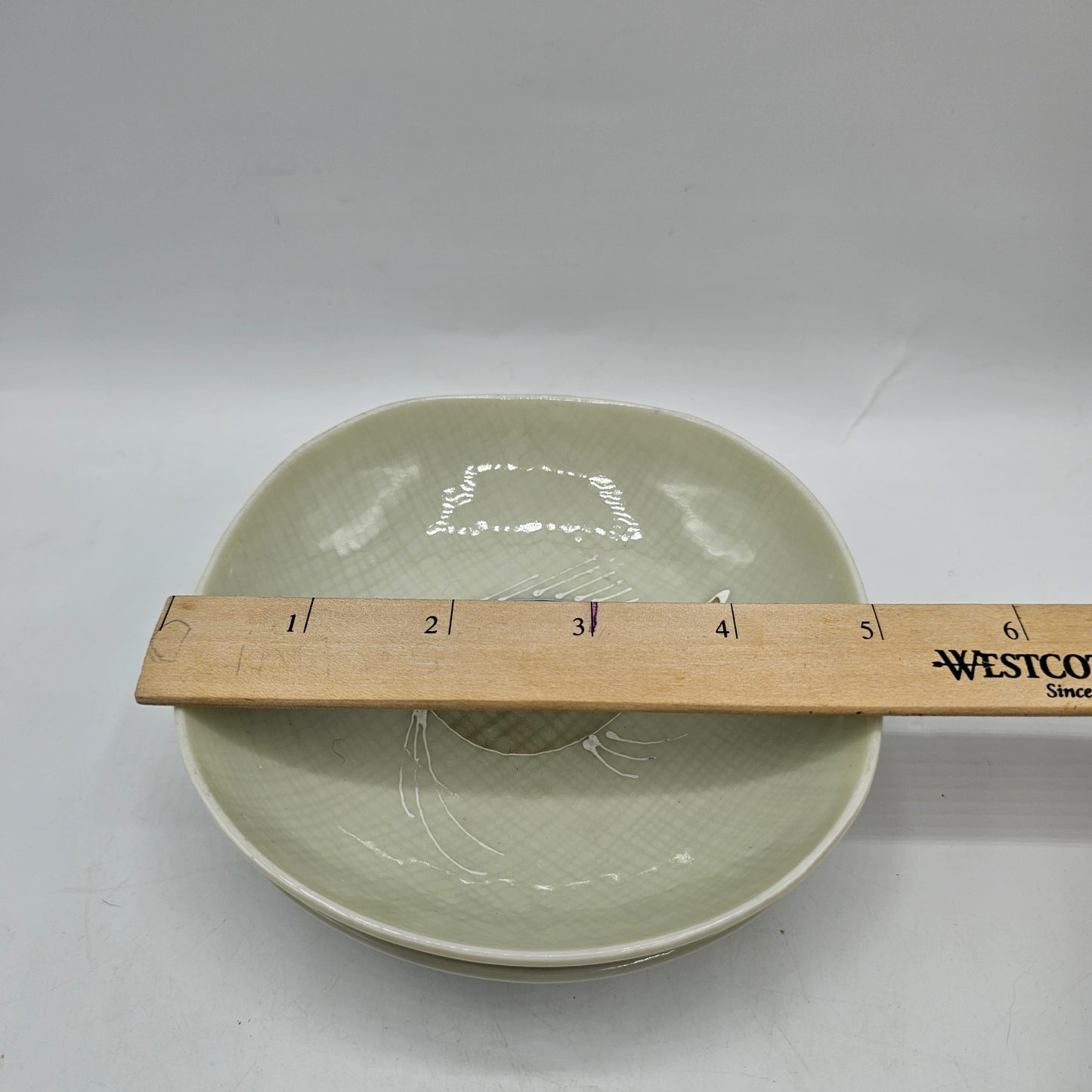 Pair of Asian Sauce Dishes with Fish Design