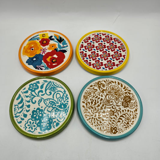 The Pioneer Woman Ceramic Cork Backed Multi Colored Drink Coasters - Set of 4