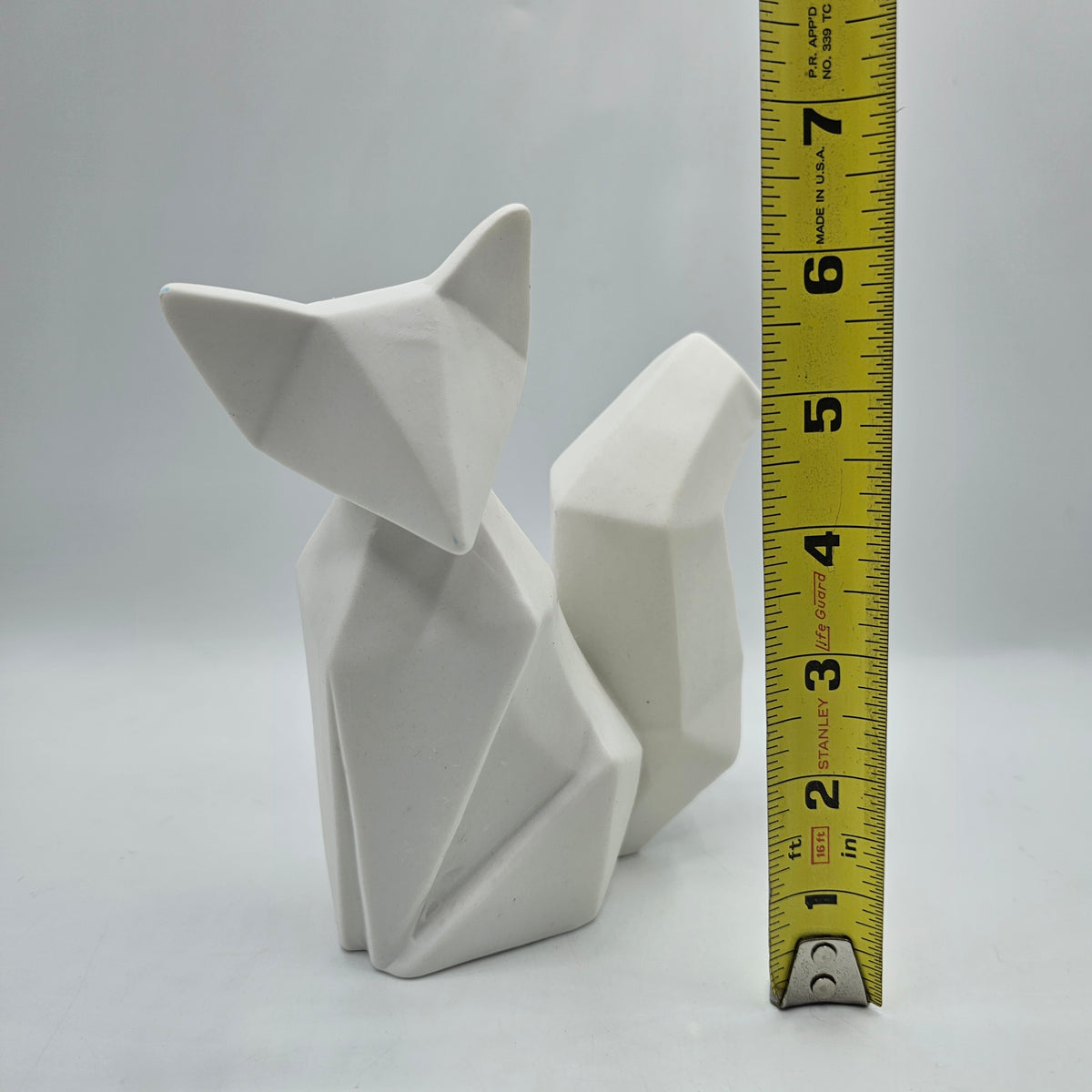 White Bisque Ceramic Origami Fox Figurine