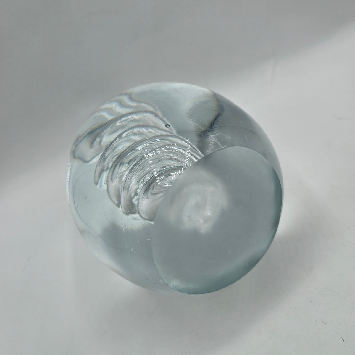 Large Clear Glass Swirled Egg Paperweight or Doorstop