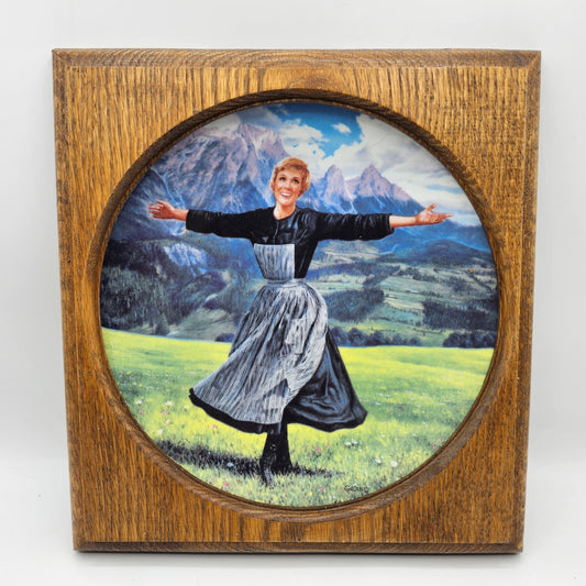 Julie Andrews as Maria in The Sound of Music Collector Plate in Square Wooden Plate Frame 9.5" x 10.5"
