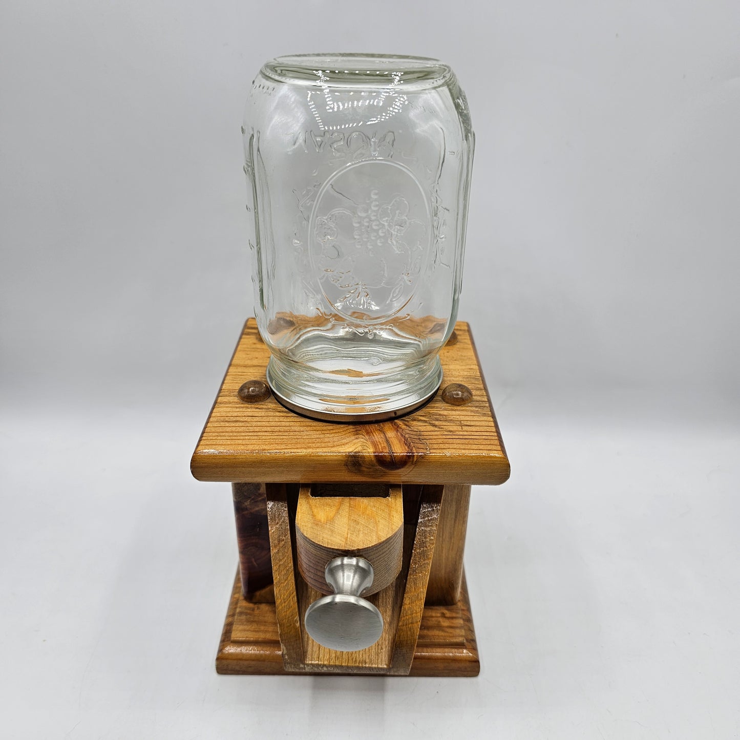 Vintage Handmade Jar and Wood Candy or Nut Dispenser
