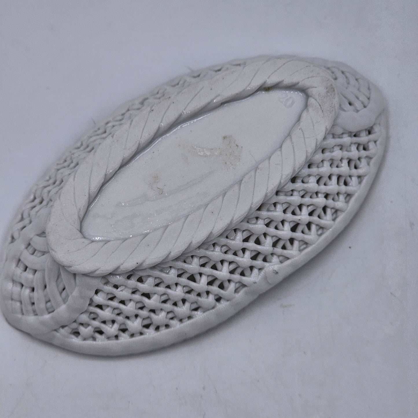Small Reticulated Open Weave Hand Painted Floral Porcelain Trinket Dish