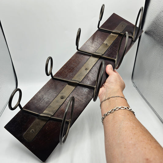 Wood and Metal Wall Mounted 4 Bottle Wine Rack