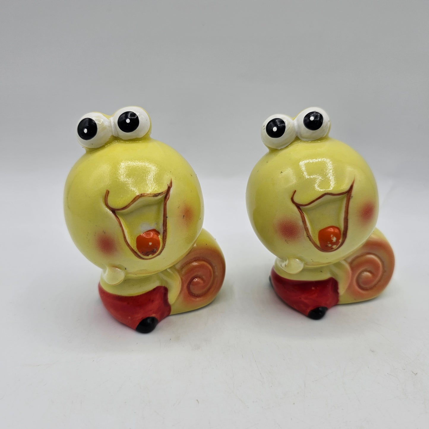 Vintage Japanese Anthropomorphic Cold Painted Snail Salt and Pepper Shakers