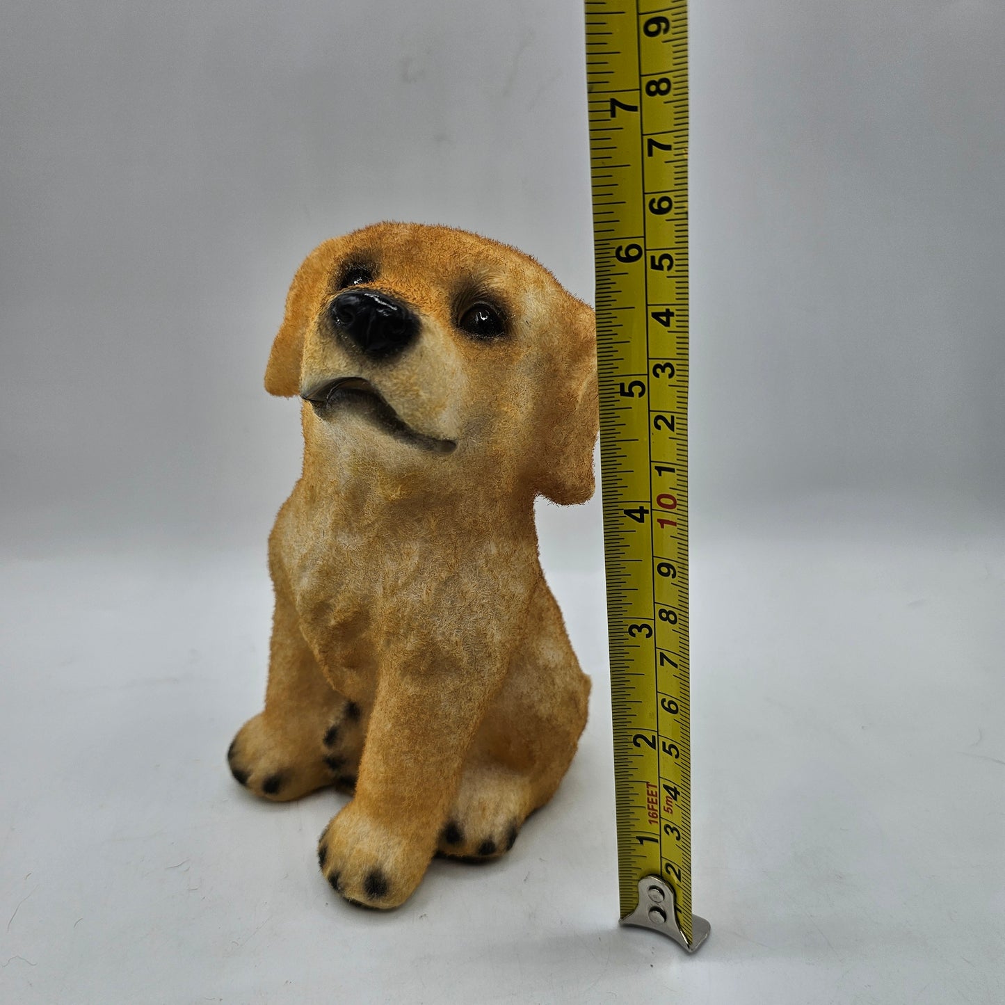 Flocked Golden Retriever / Yellow Labrador Puppy Dog Figurine