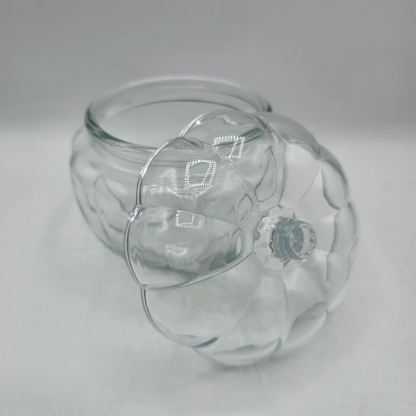 Robert Stanley Clear Glass Pumpkin Candy Dish / Canister - 5"
