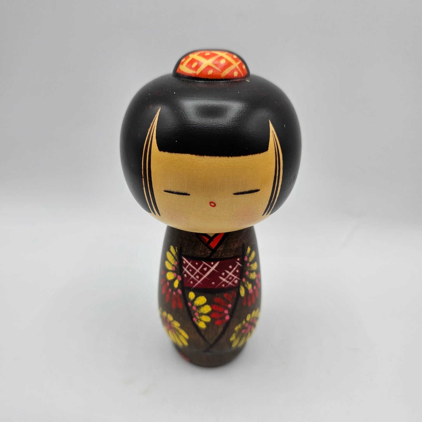 Kokeshi Doll Girl with Black - Signed, Made in Japan