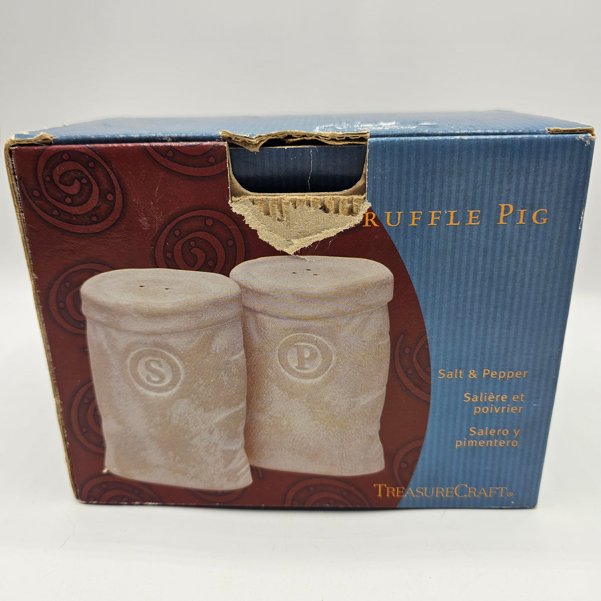 Truffle Pig Flour Sack Matte Ceramic Salt and Pepper Shakers by Treasure Craft