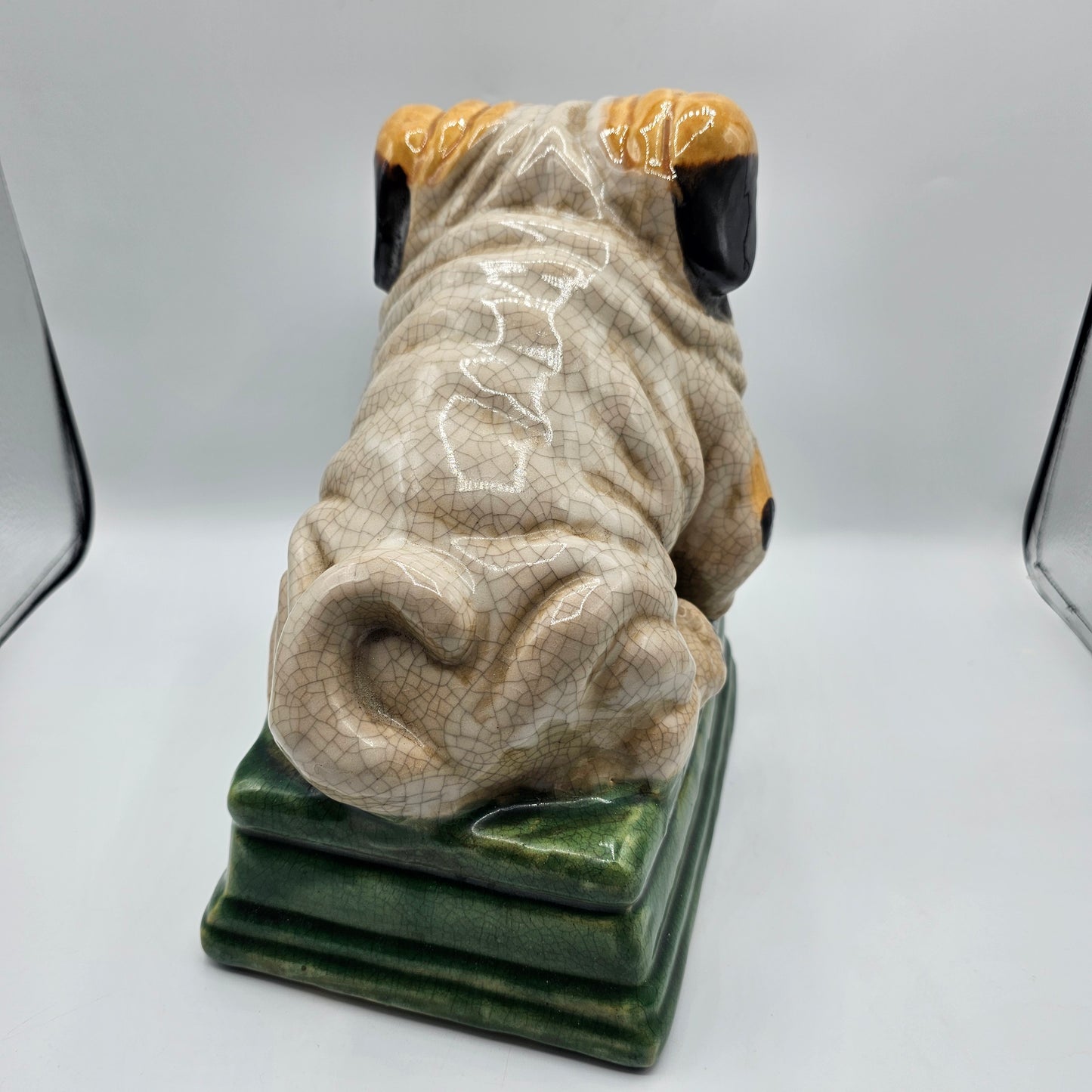 Large Crazed Pottery British Bulldog Statue / Doorstop