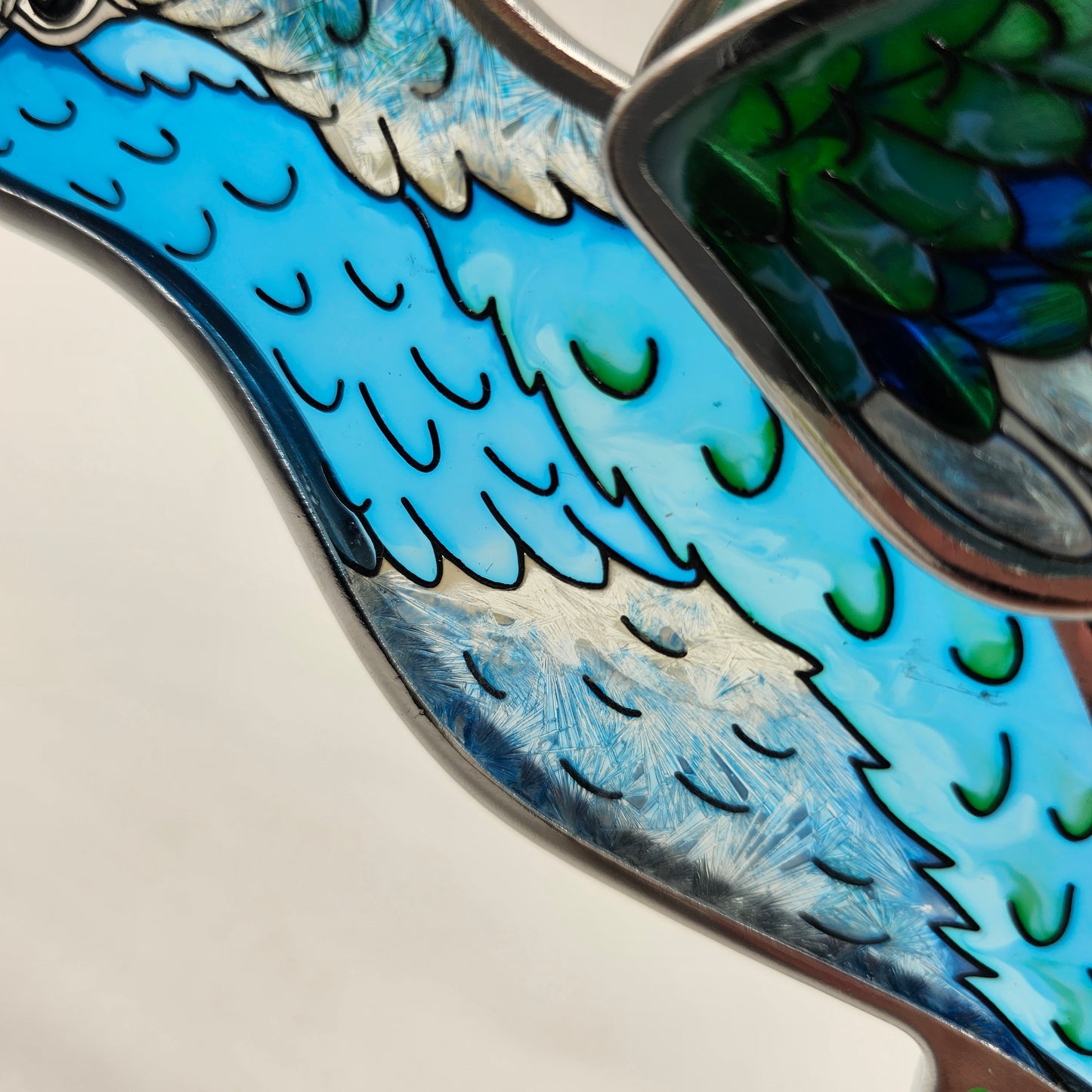 Amia Handpainted Glass Hummingbird Suncatcher with Chain and Ring for Hanging
