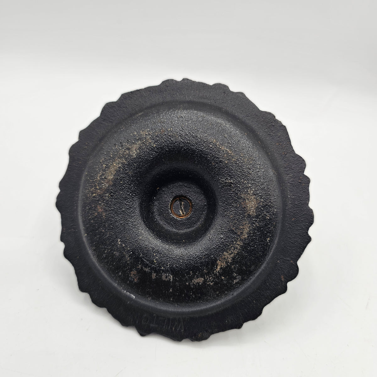 Vintage Wilton Black Hand Cast Iron Ring Trinket Jewelry Dish Hand Painted with Flowers