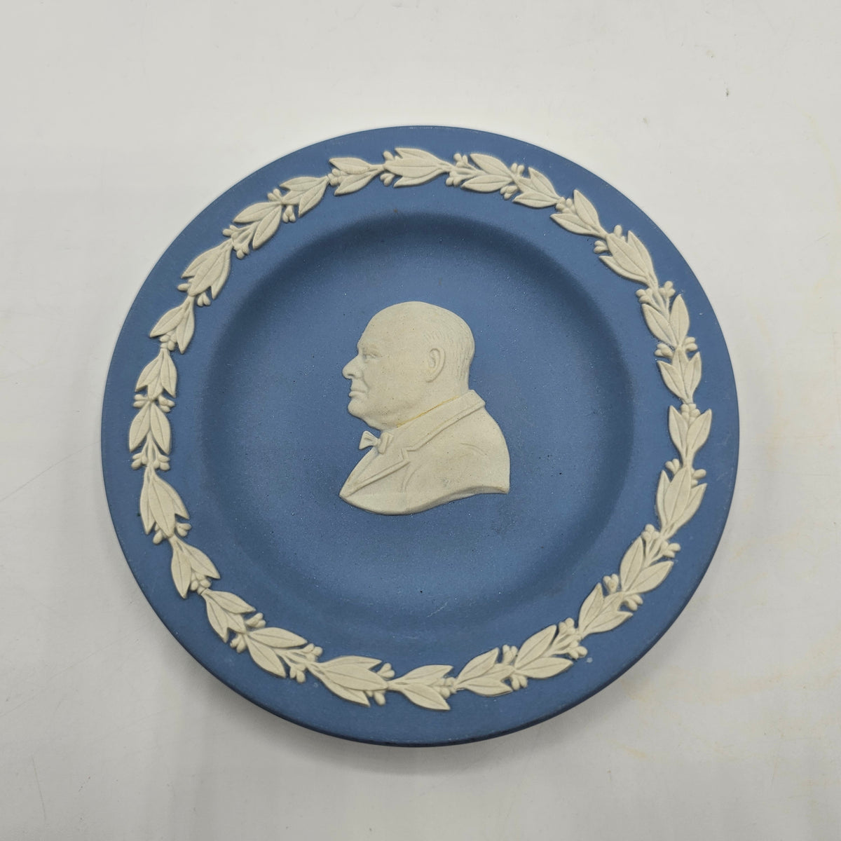 Wedgwood Blue Jasperware Trinket or Pin Tray in Original Box - Sir Winston Churchill