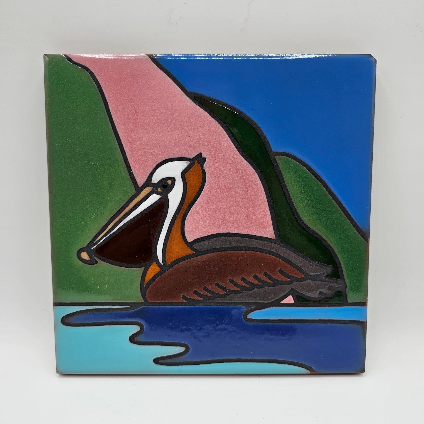 Chelsea Arts of California Pelican Tile Trivet (damage noted)