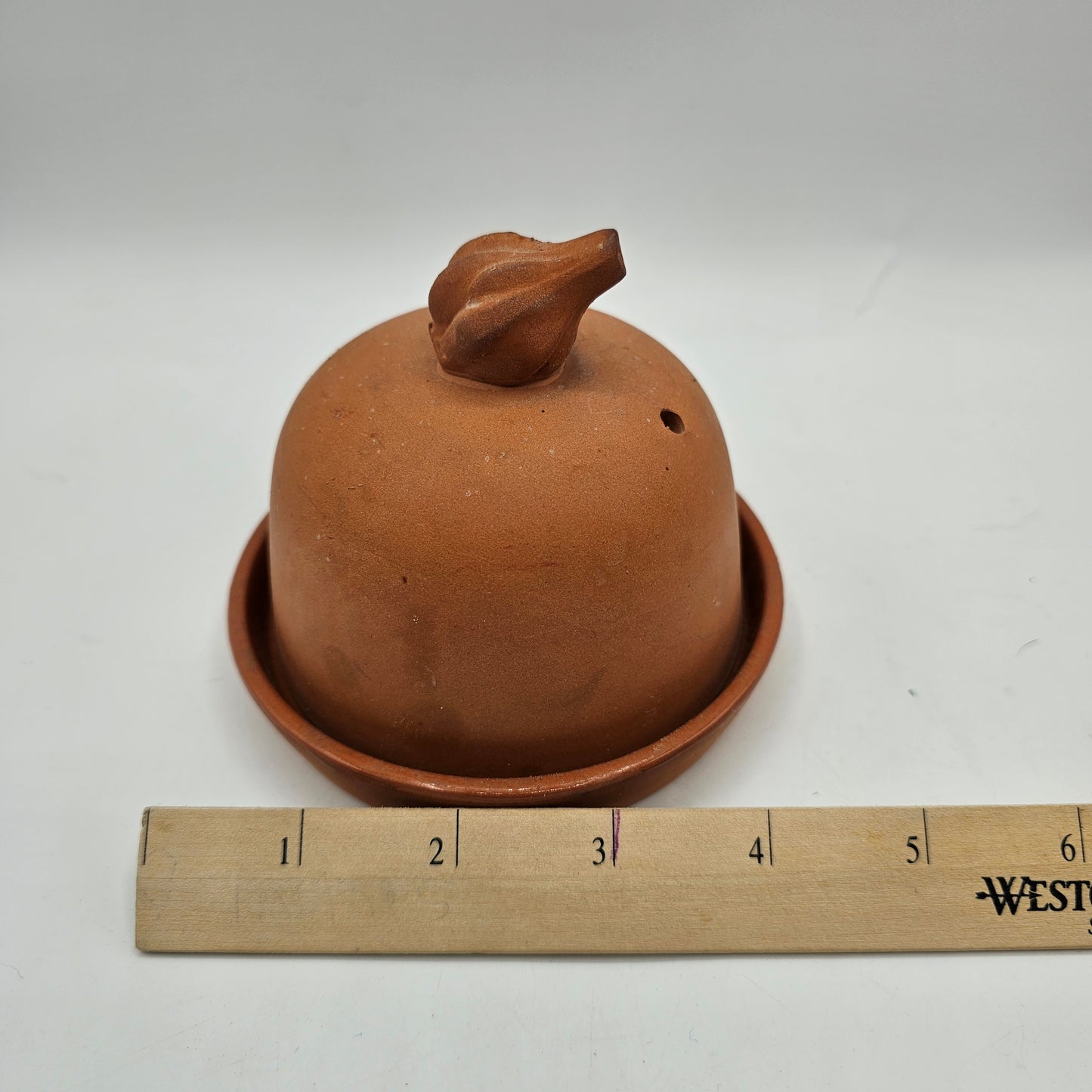 Vintage Terracotta Garlic Roaster / Baker with Garlic Clove Handle