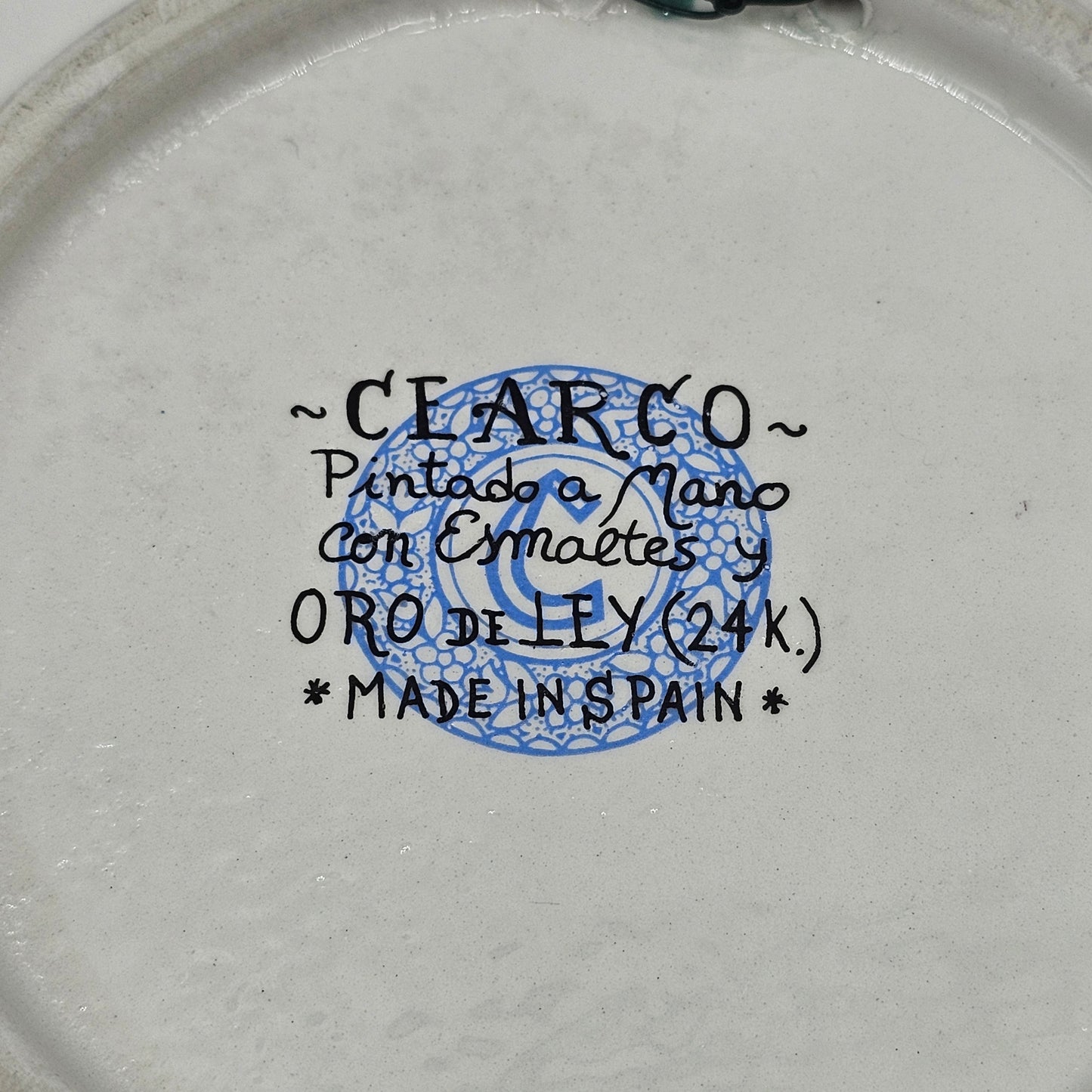 Cearco Cuerda Seca Hand Painted Wall Plaque with 24K Gold - Made in Spain