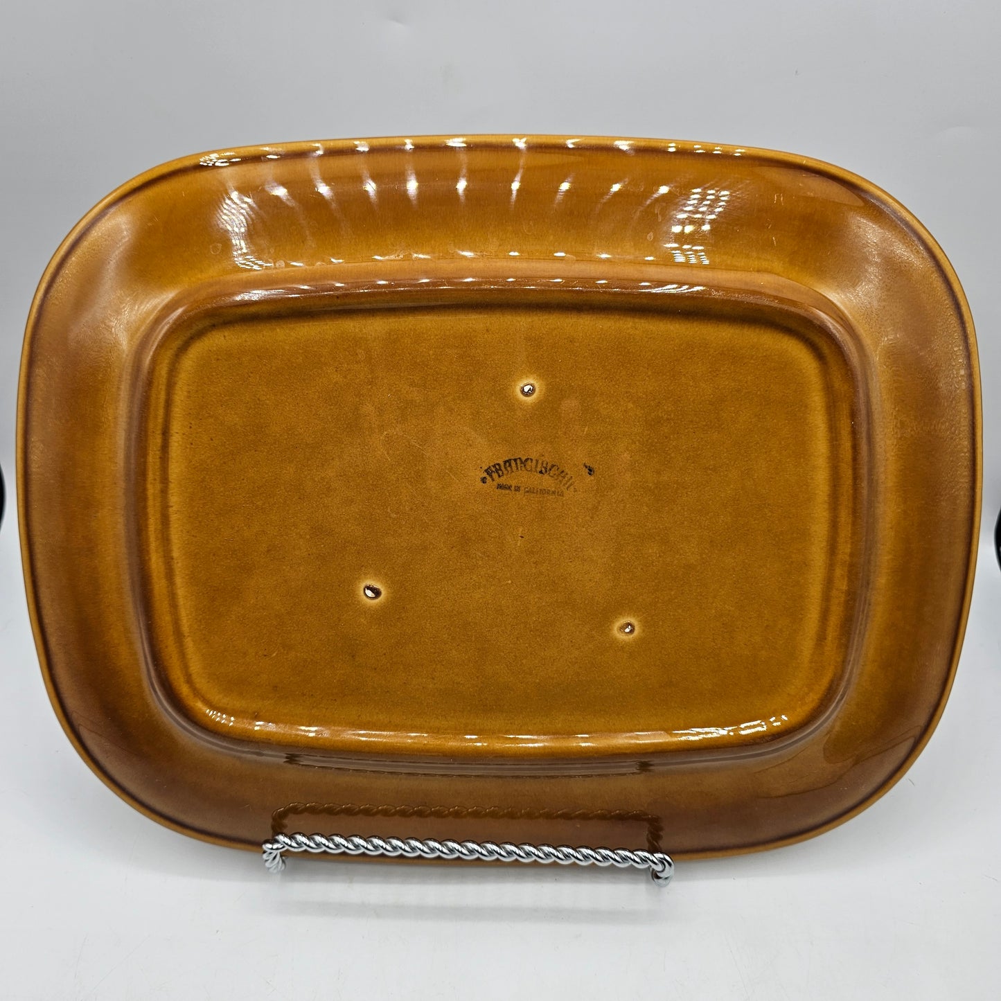 Franciscan Brown Wheat Sheaf Ceramic Serving Platter Dish / Fall Decor