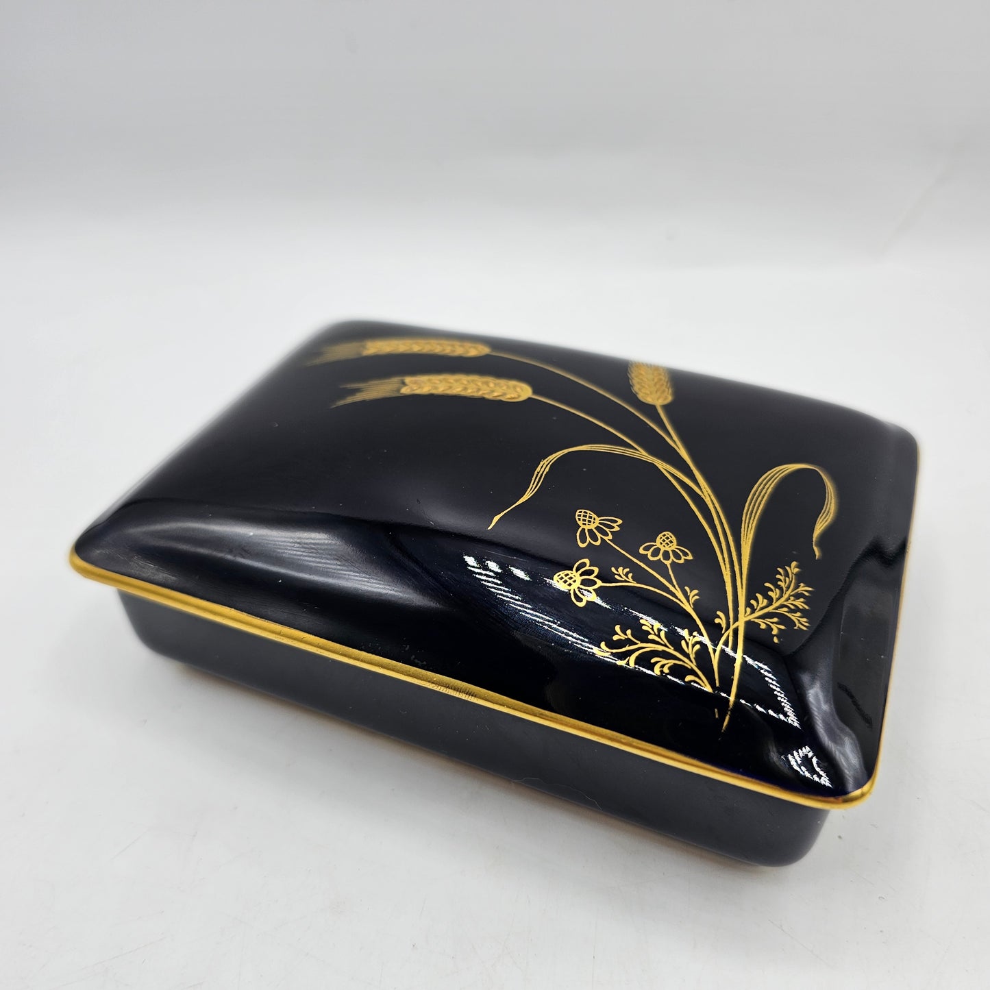 Vintage Alka Bavaria Fine Kobalt Porcelain Rectangular Trinket Box