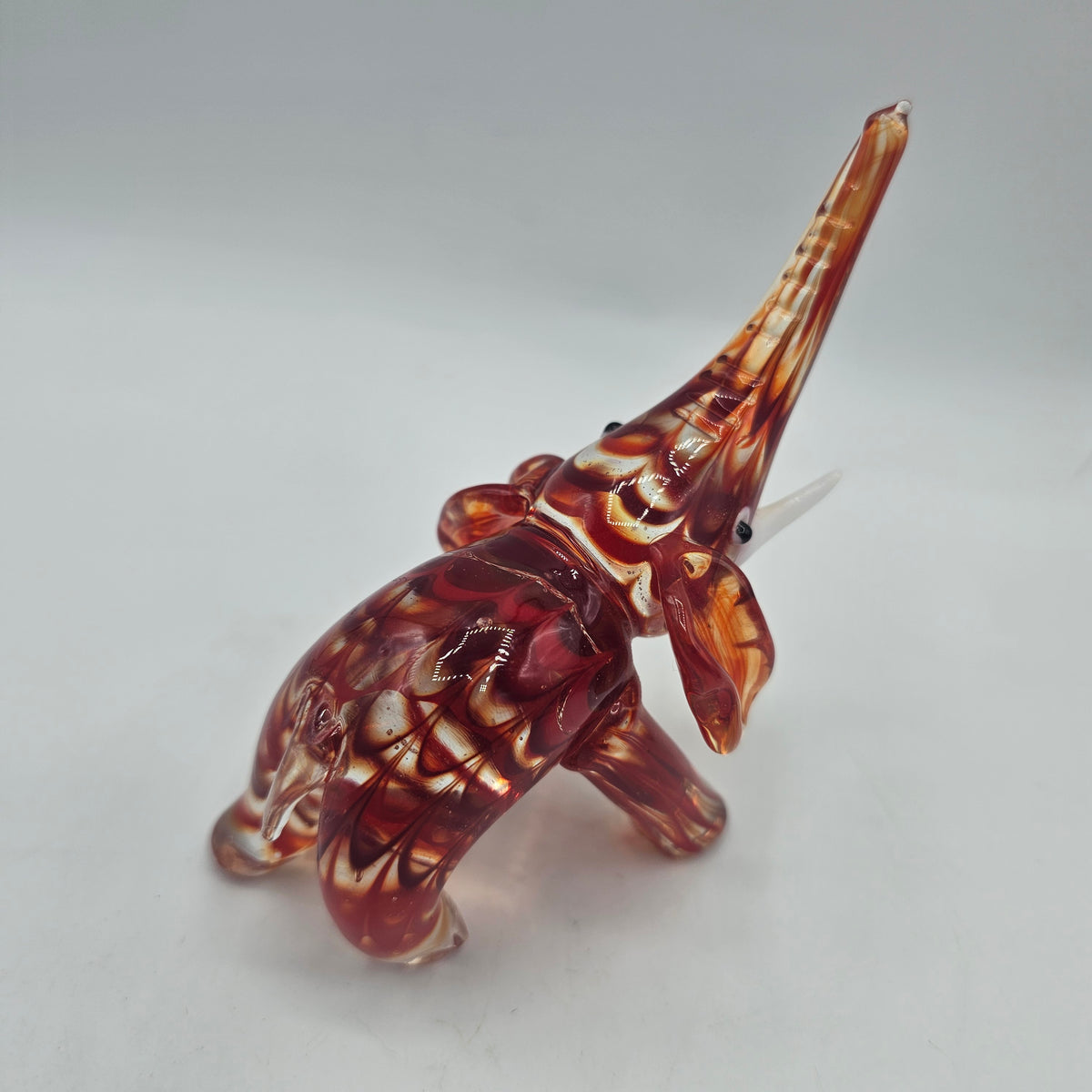 Lenox Art Glass Swirled Elephant Figurine - Red