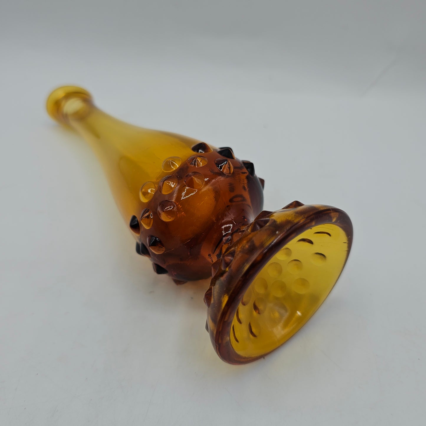 Fenton Amber Small Swung Glass Vase with Hobnail Detail