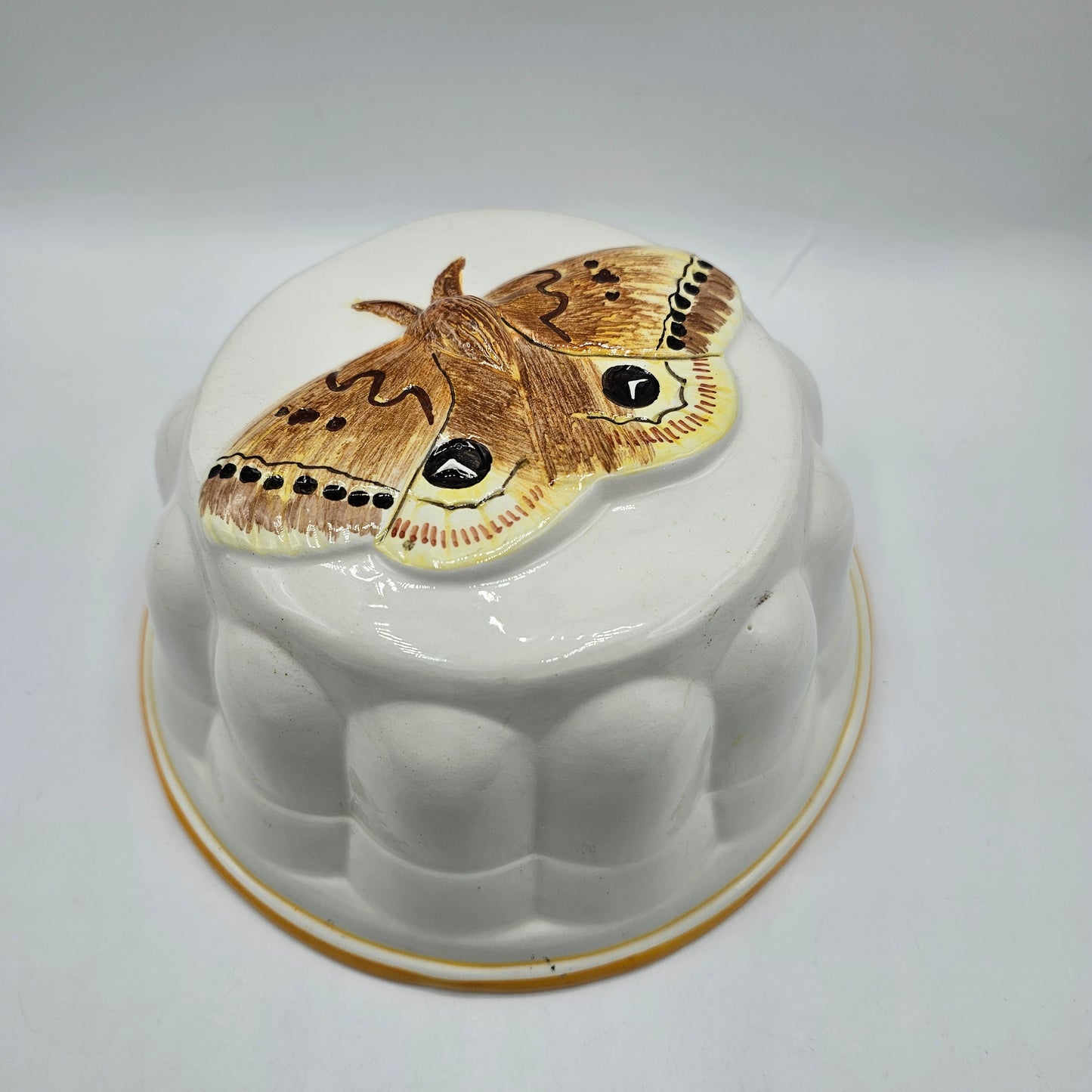 Vintage Hand Painted Ceramic Mold with Silk Moth by ABC Bassano of Italy