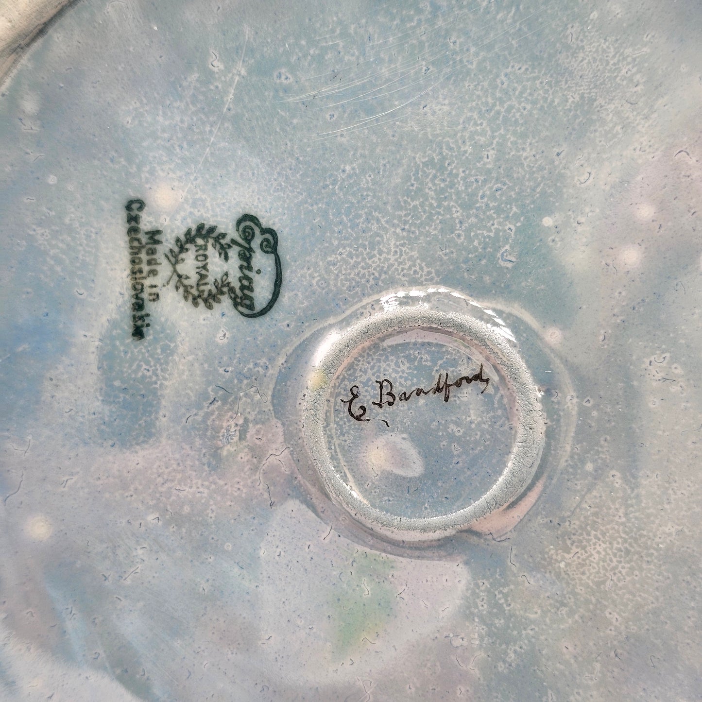 Blue Lusterware Planter Bowl by Epiag Royal Czechoslovakia - Floating Candle Holder