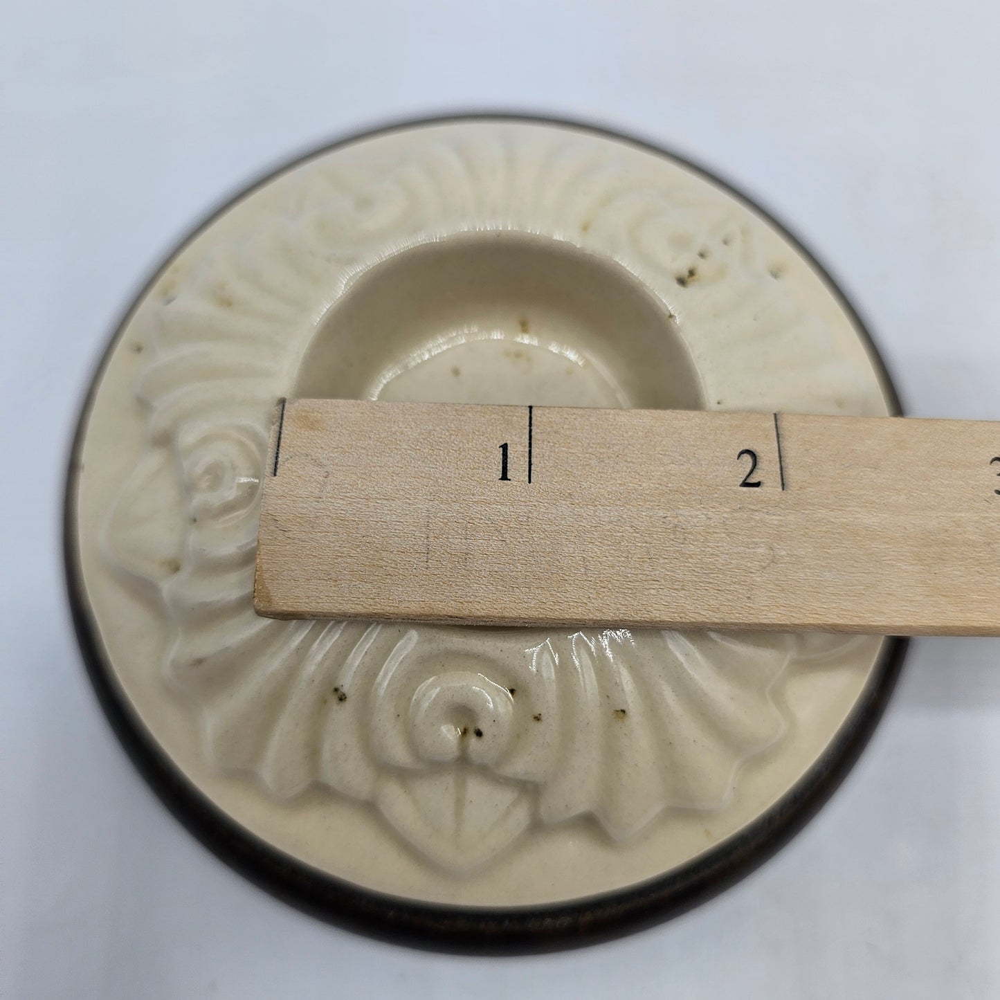 Vintage Aged Ceramic and Wood Tealight or Votive Candle Holder
