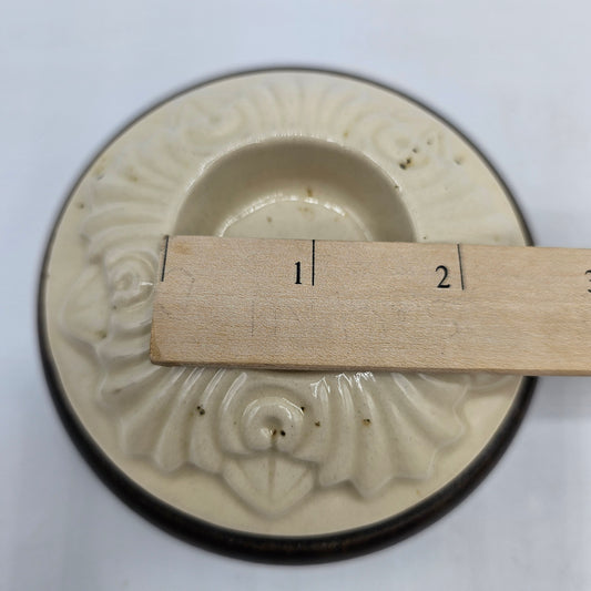 Vintage Aged Ceramic and Wood Tealight or Votive Candle Holder