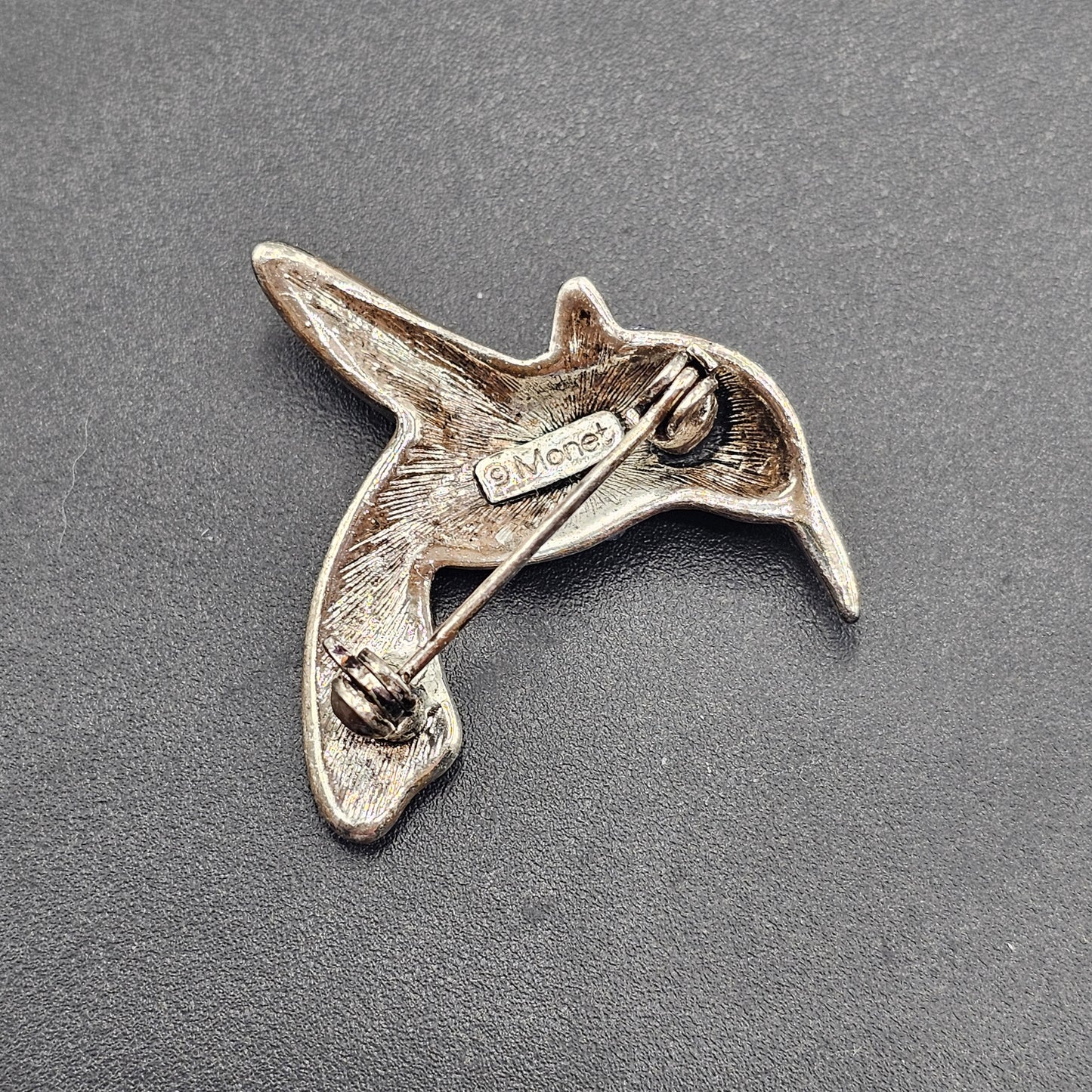 Crystal Hummingbird Brooch Pin by Monet - Signed